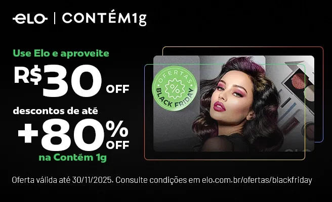 imagem oferta contem1g, usando cartão elo ganho R$30 reais de desconto alem de aproveitar até 80%off